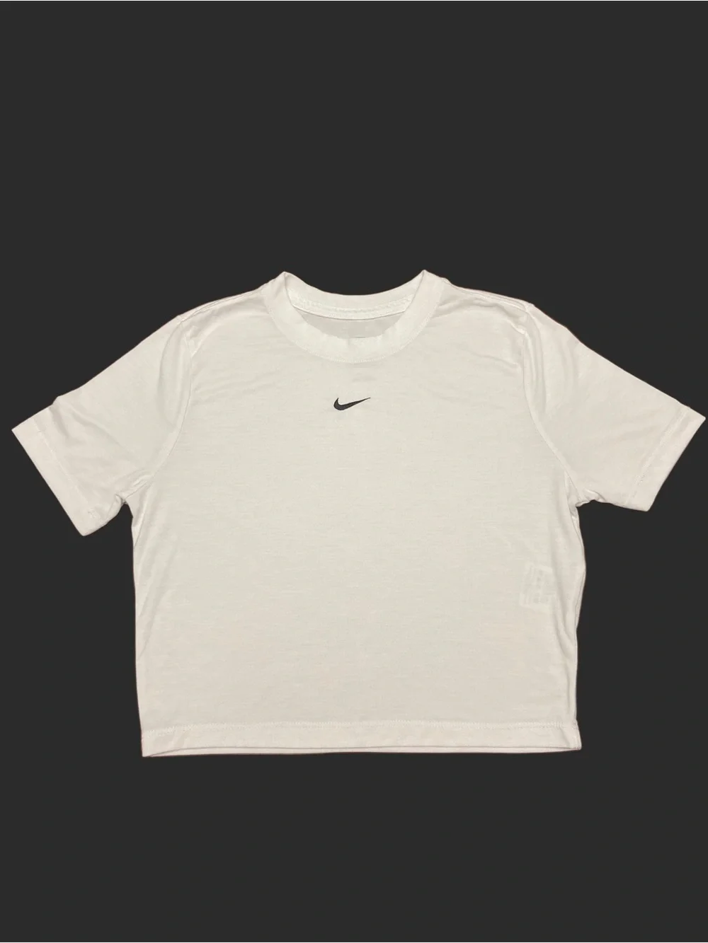 Nike Women’s White Cropped Crew Tee with Black Swoosh - Picture 2 of 9